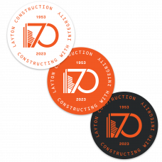 70th Anniversary Hard Hat Decal-PACK of 48 (Circle)