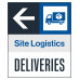 Site Logistics Deliveries Icon, Left Arrow, 36"x42"